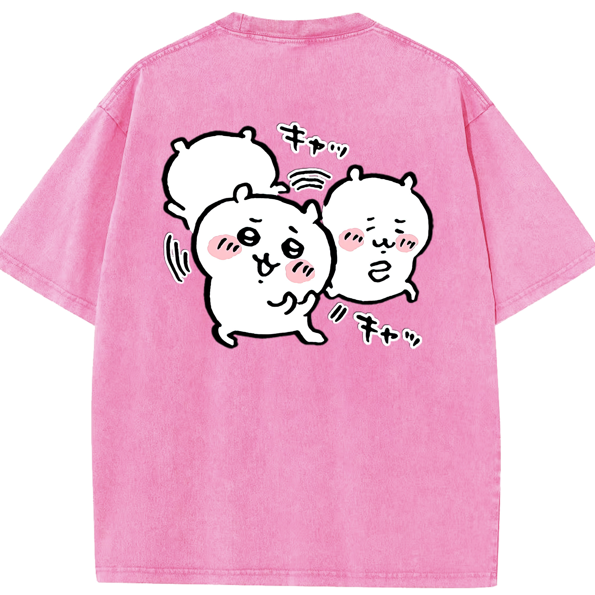 （画像用） ちいかわ ちいかわ Chii-kawa chiikawa 綿100% ヴィンテージ風 半袖Tシャツ（背面プリント）